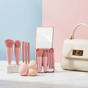 8 in 1 Makeup Kit with Mirror | Makeup Brush Set & Powder Puff Blender
